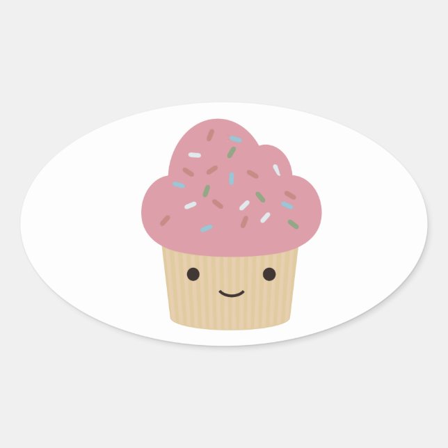 Adesivo Oval cupcake bonito (Frente)