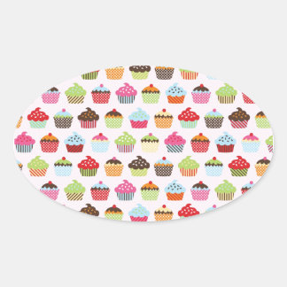 Adesivo Oval Cupcakes bonitos