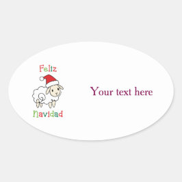 Adesivo Oval Cute Christmas Sheep – Feliz Navidad
