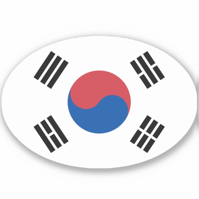 Adesivo Oval da Bandeira da Coreia do Sul (Frente)