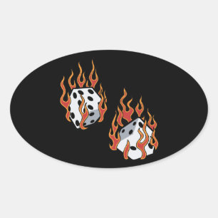 Adesivo Oval Dados flamejantes