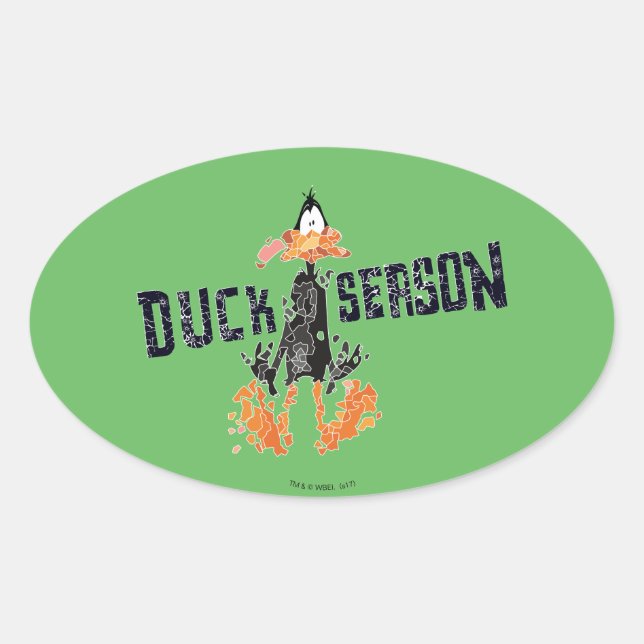 Adesivo Oval DAFFY DUCK™ "Duck Season" desintegrado (Frente)