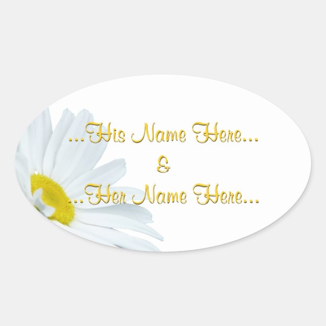 Adesivo Oval Daisy Stickers Personalizados Padrões Brancos Pers (Frente)