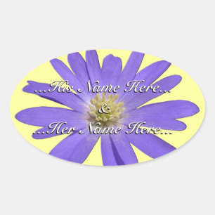 Adesivo Oval Daisy Stickers Personalizados Púrpura Daisy Stick
