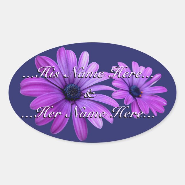 Adesivo Oval Daisy Stickers Personalizados Púrpura Daisy Sticke (Frente)