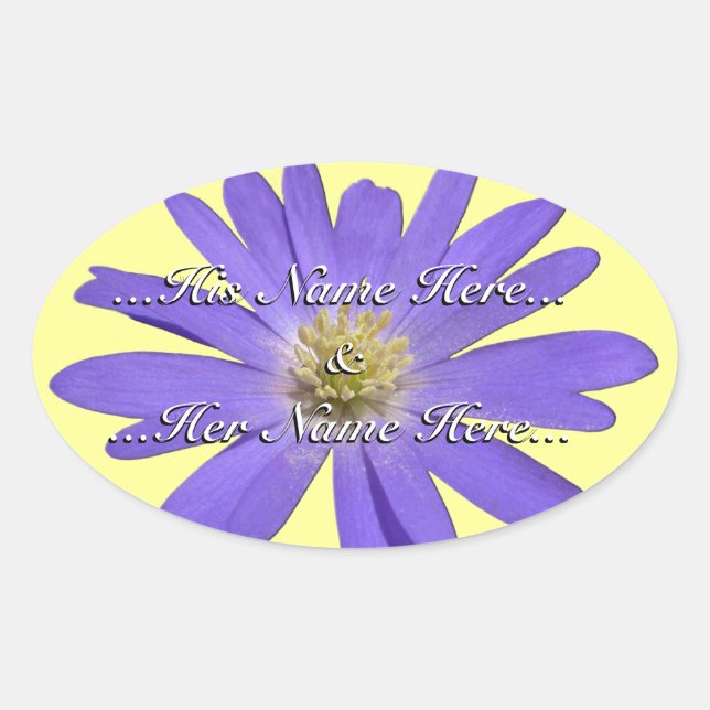 Adesivo Oval Daisy Stickers Personalizados Púrpura Daisy Sticke (Frente)