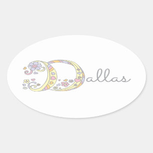Adesivo Oval Dallas ou seu nome começando com D label