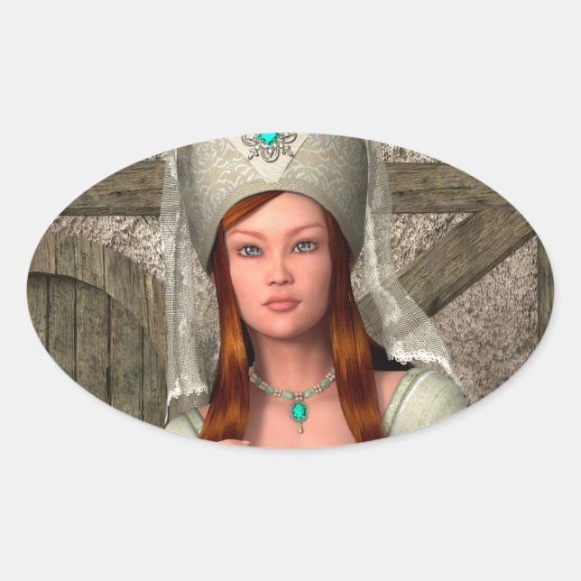 Adesivo Oval Dama Medieval (Frente)