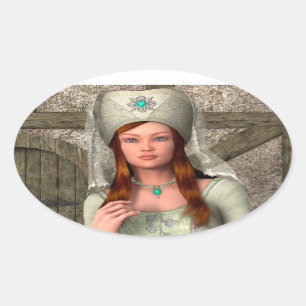 Adesivo Oval Dama Medieval