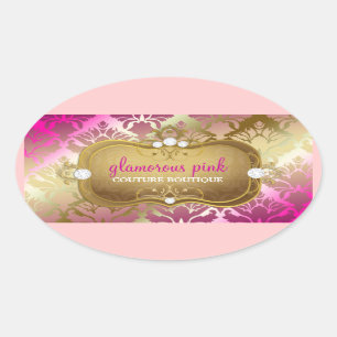 Adesivo Oval Damasco 311 cor-de-rosa dourado glamoroso