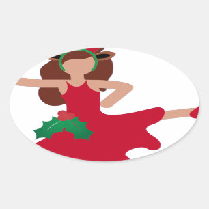 Adesivo Oval dançarina do xmas flamenco emoji