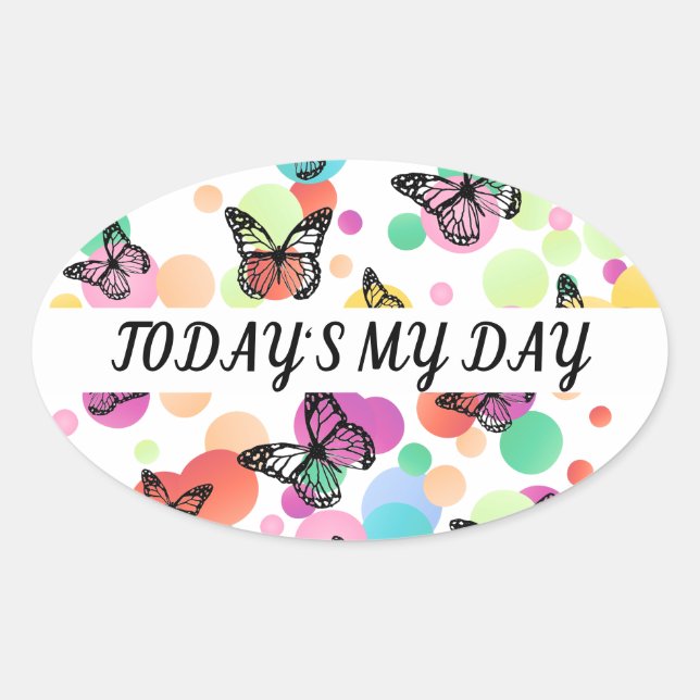Adesivo Oval Dance butterflies Garden (Frente)