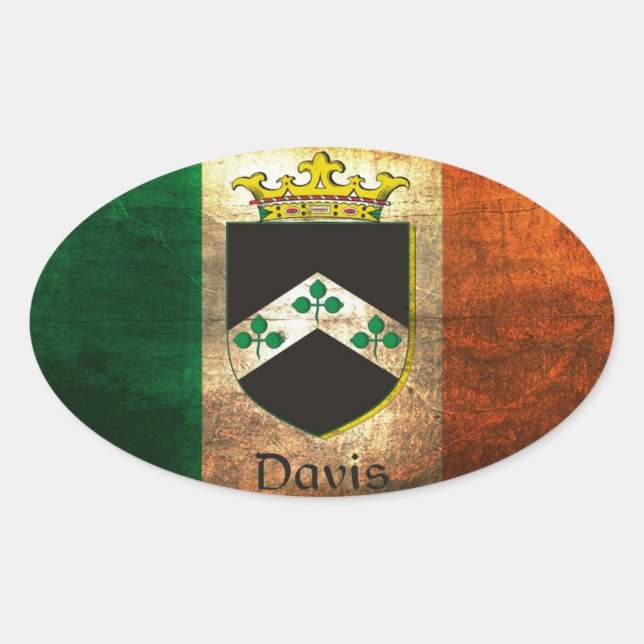 Adesivo Oval Davis Crest Irish Flag (Frente)