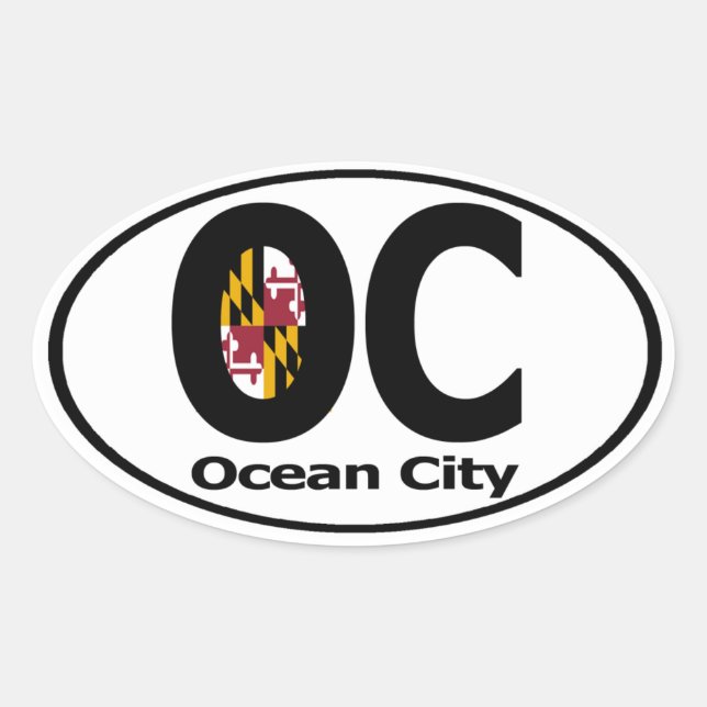 Adesivo Oval Decal de Ocean City Maryland (conjunto de 4) (Frente)