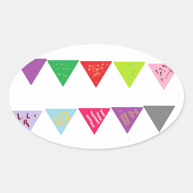 Adesivo Oval Deco de banner de festa (Frente)