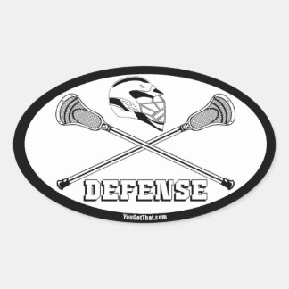 Adesivo Oval defesa contra paus brancos de lacrosse