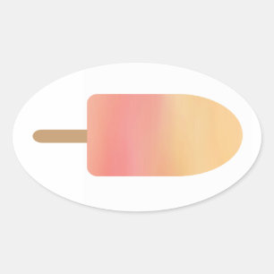 Adesivo Oval Deleite congelado do Popsicle verão alaranjado