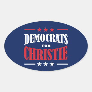 Adesivo Oval Democratas para Chris Christie