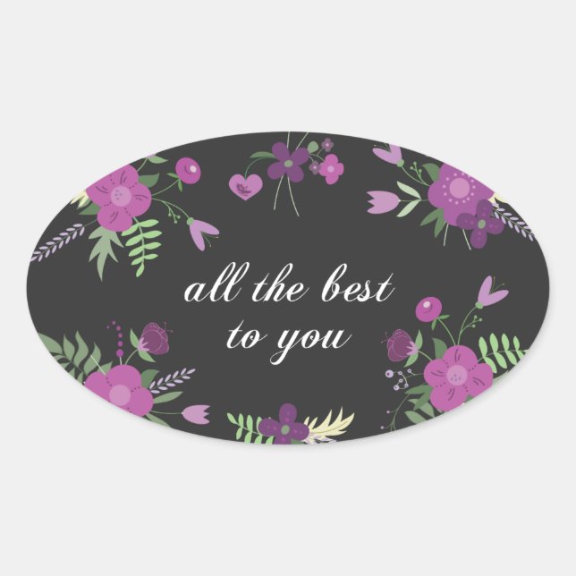 Adesivo Oval Desejos de Bem Inspiração Floral (Frente)