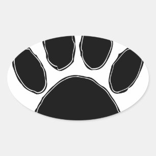 Adesivo Oval Desenho de Pata de Cachorro em Preto