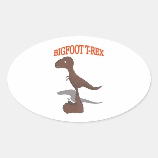 Adesivo Oval Desenho T-Rex Bigfoot (Frente)