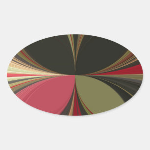Adesivo Oval Design abstrato com Impressão de arte de linhas fl