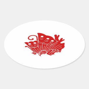 Adesivo Oval Design asiático de Kamon do japonês da borboleta