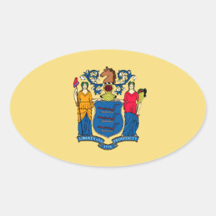 Adesivo Oval Design da bandeira do estado de New-jersey