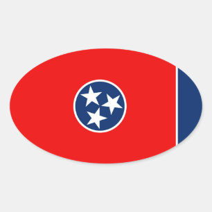 Adesivo Oval Design da bandeira do estado de Tennessee