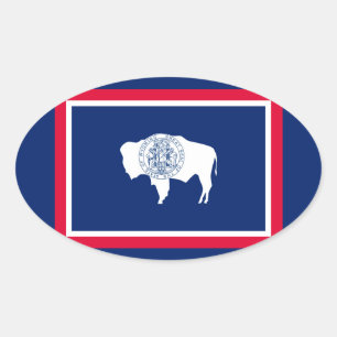 Adesivo Oval Design da bandeira do estado de Wyoming
