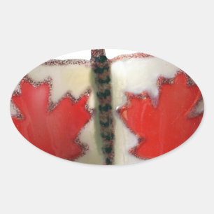 Adesivo Oval Design de Borboleta de Bandeira Canadiana