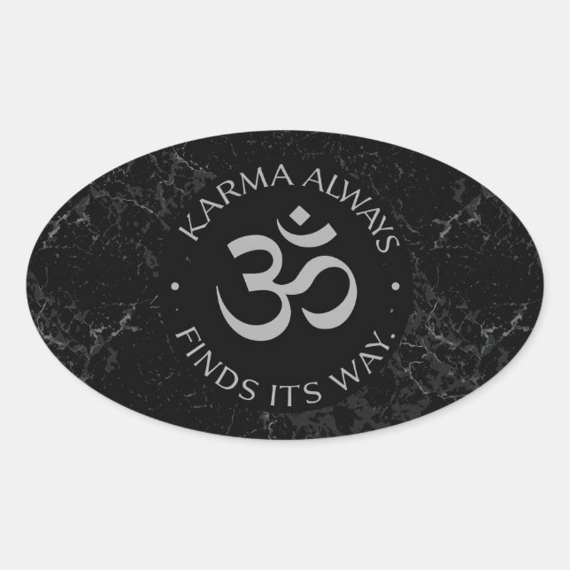 Adesivo Oval Design de Karma Om espiritual - Coleção de Mentidã (Frente)