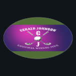 Adesivo Oval Design de Monograma Elegante e Personalizado Minim<br><div class="desc">Design de Monograma Elegante de Golf Personalizado Minimalista por Edward Eksi. Fácil modificação de INICIAIS e TEXTOS para suas necessidades.</div>