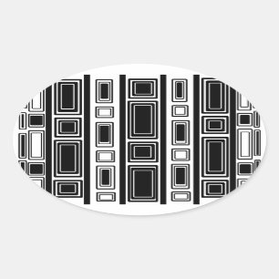 Adesivo Oval design de retângulo branco e preto legal moderno