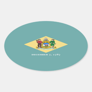 Adesivo Oval Design de Sinalizador do Estado Delaware