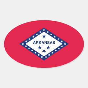 Adesivo Oval Design de Sinalizador do Estado do Arkansas