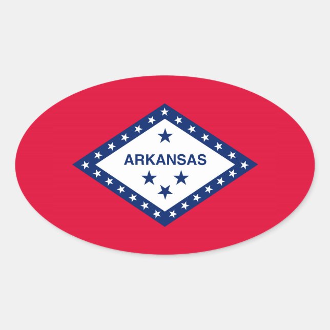 Adesivo Oval Design de Sinalizador do Estado do Arkansas (Frente)