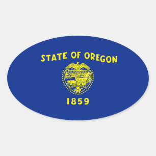 Adesivo Oval Design de Sinalizador do Estado do Oregon