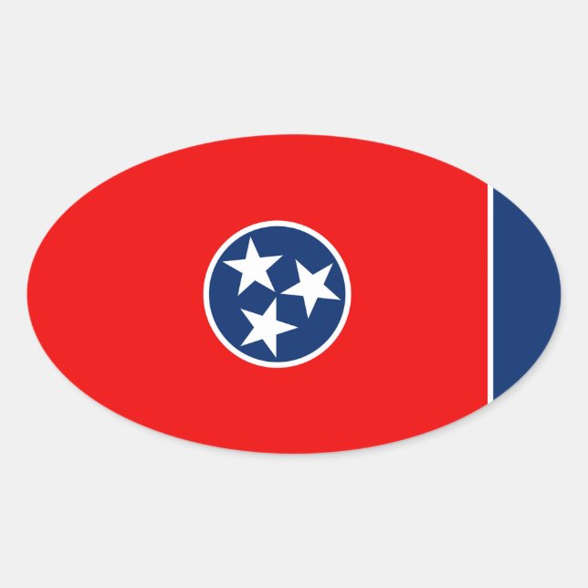 Adesivo Oval Design de Sinalizador do Estado do Tennessee (Frente)