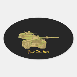 Adesivo Oval Design de Tanque Militar Camo