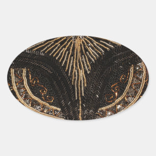 Adesivo Oval Design do olhar do grânulo do vintage do