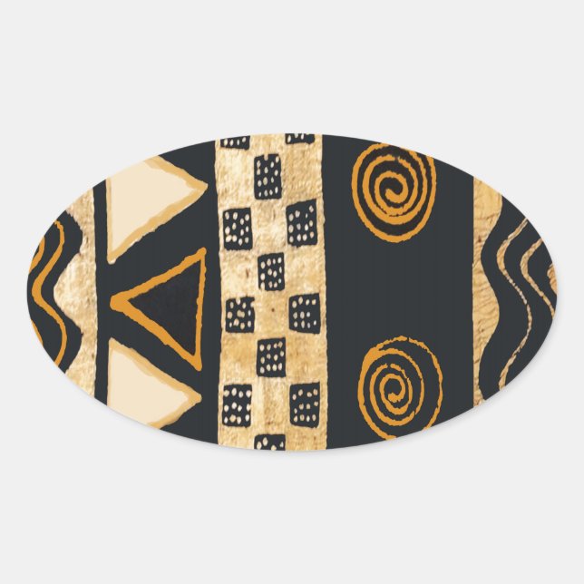 Adesivo Oval Design Nativo Americano Tribal do Sudoeste (Frente)