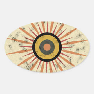 Adesivo Oval Design Retro Boho Explosão Solar