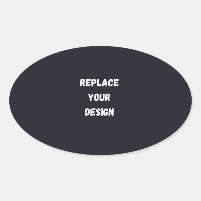 Adesivo Oval Design simples preto personalizado Adicionar Foto  (Frente)