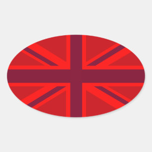 Adesivo Oval Design vermelho de Union Jack do acento