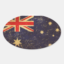 Adesivo Oval Design Vintage Bandeira Austrália