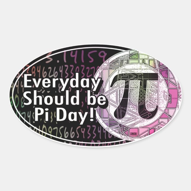 Adesivo Oval Designs de Oval Pi Day Feliz (Frente)