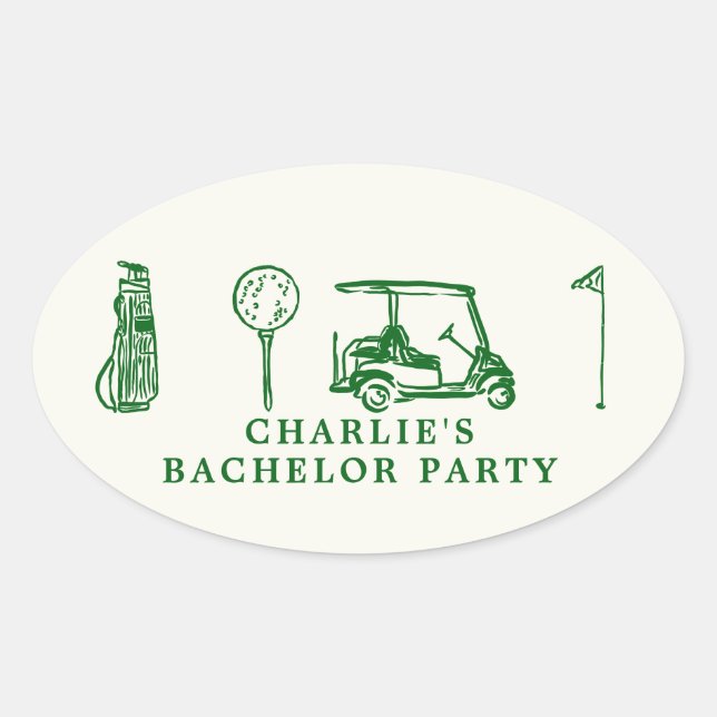 Adesivo Oval despedida de solteiro com golfe (Frente)