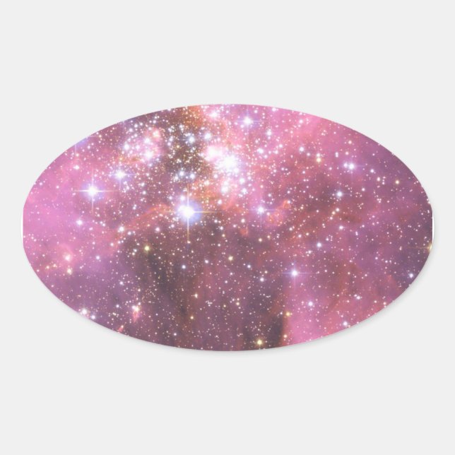 Adesivo Oval Detalhe de NGC 346 em Rosa (Frente)