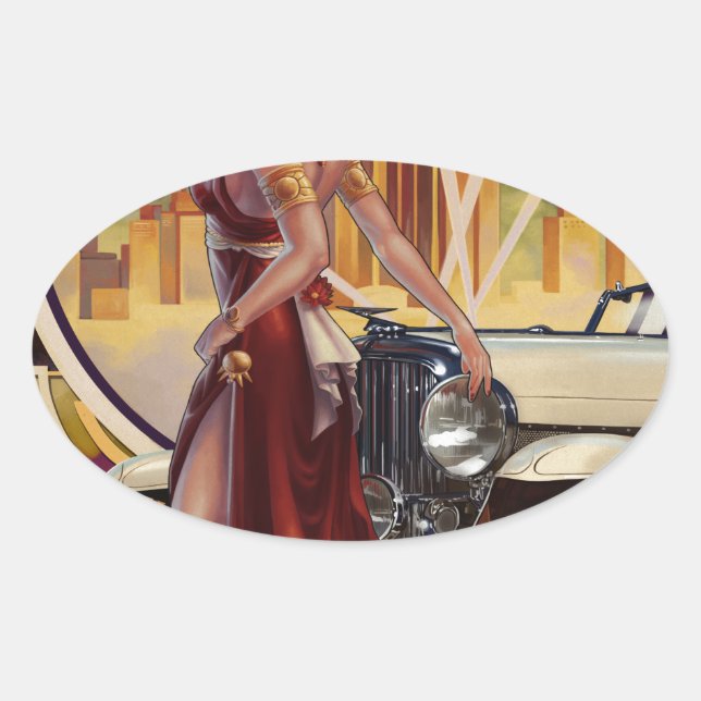 Adesivo Oval Detroit, Michigan | Motor City (Frente)